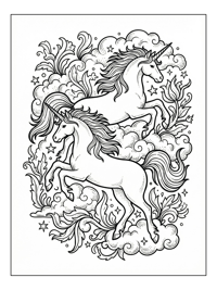 Unicorns Leaping Among Clouds Stars