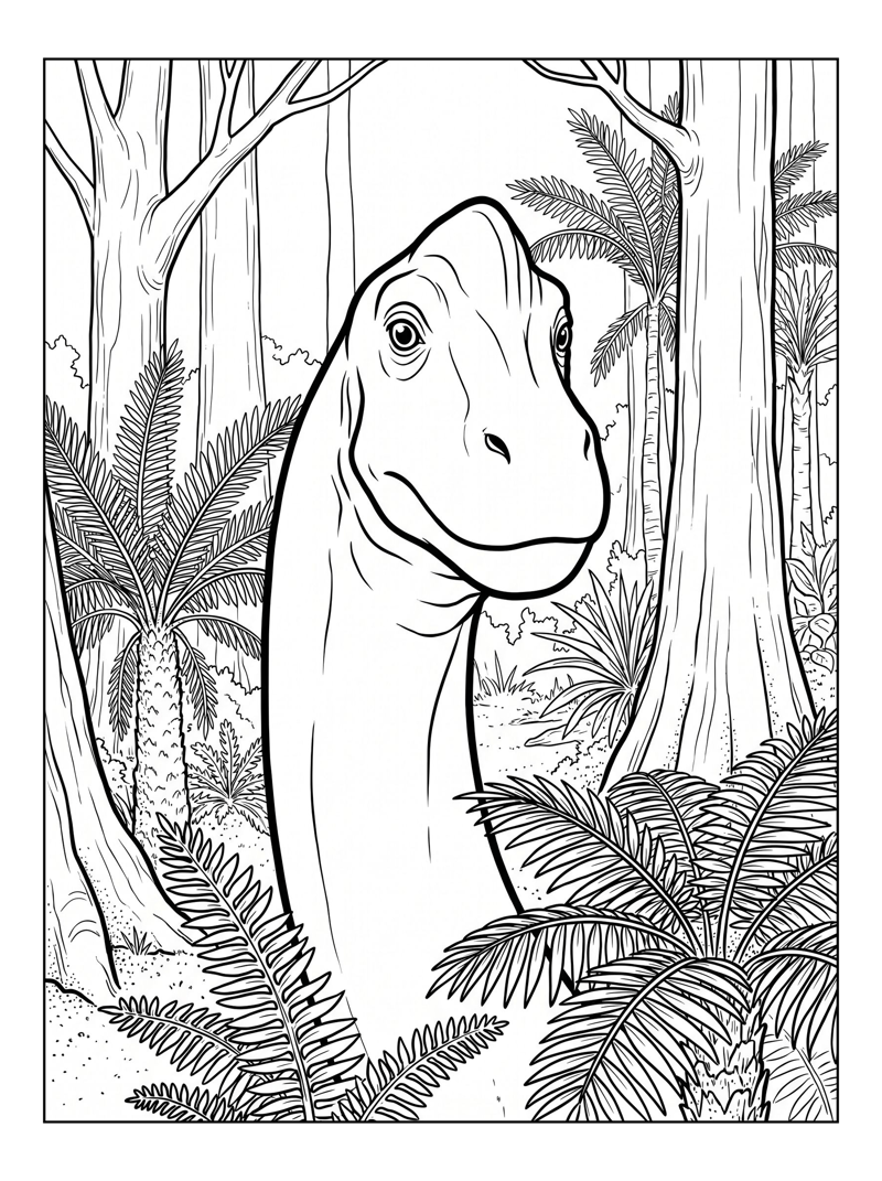 Brachiosaurus Looking In Prehistoric Swamp