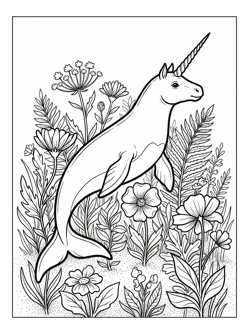 Sea Unicorn Floating In Wildflower Meadow