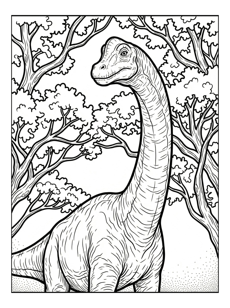 Brachiosaurus Looking In Forest Trees