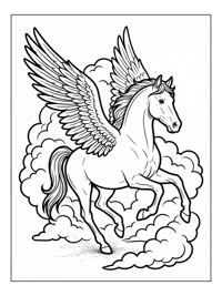 Pegasus Prancing Among Fluffy Clouds