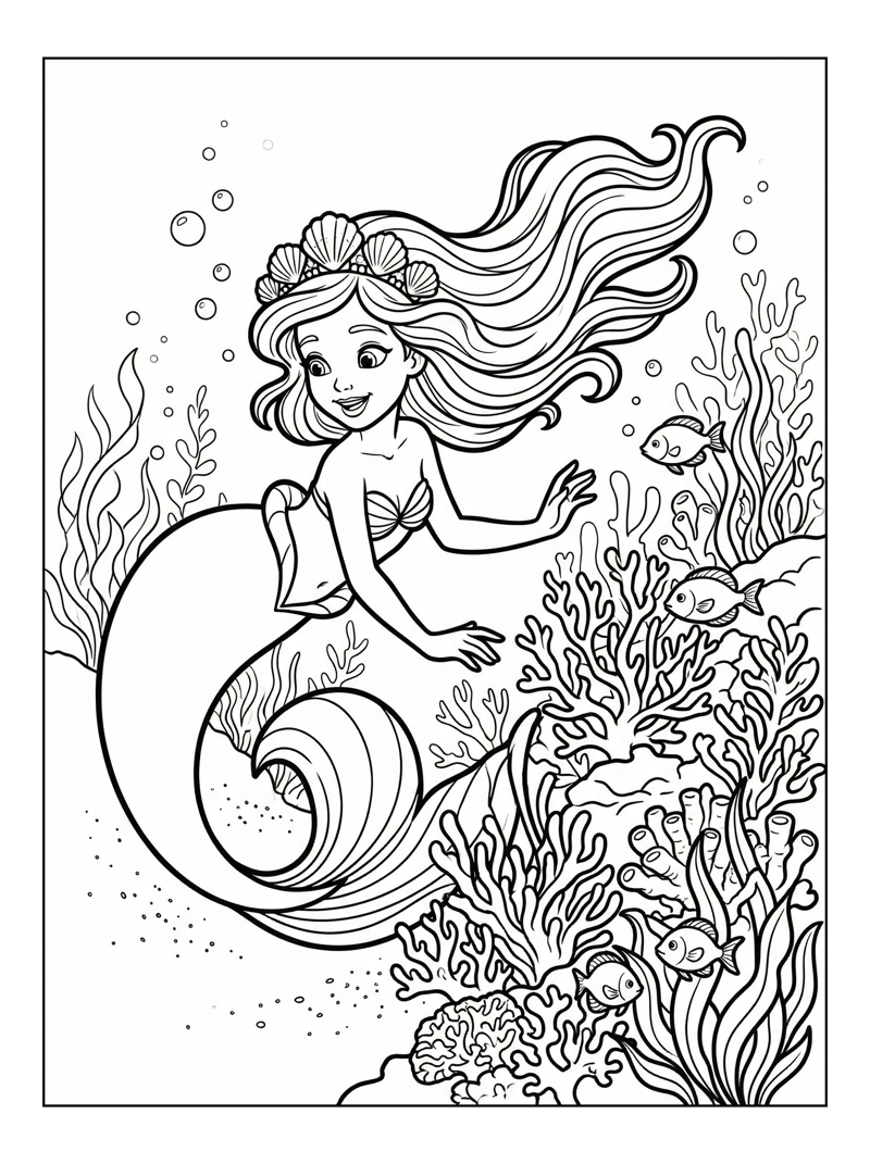 Mermaid Princess Exploring Ocean Floor