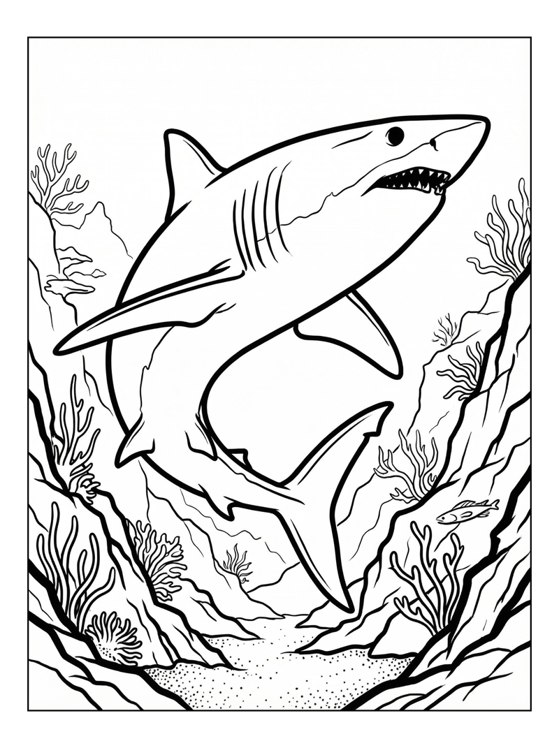 Mako Shark Swimming In Ocean Trench