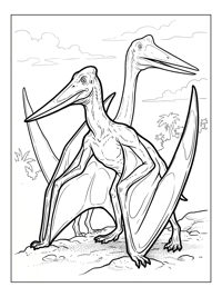 Pterodactyls Walking In Jurassic Sky