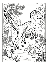Baby Velociraptor Leaping Woodland