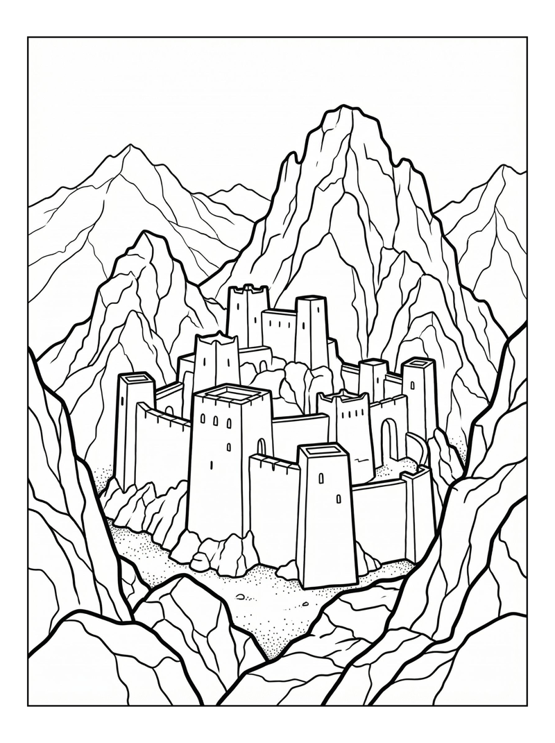 Desert Citadel Surrounded By Mountains