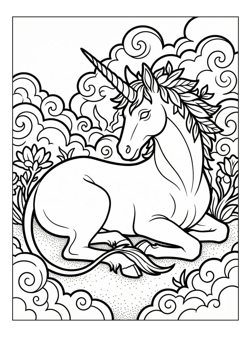 Forest Unicorn Resting Cloud Kingdom