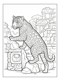 Jaguar Exploring Ancient Mayan Ruins
