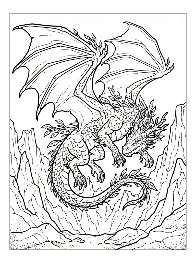 Forest Dragon Flying Above Volcanic Crater