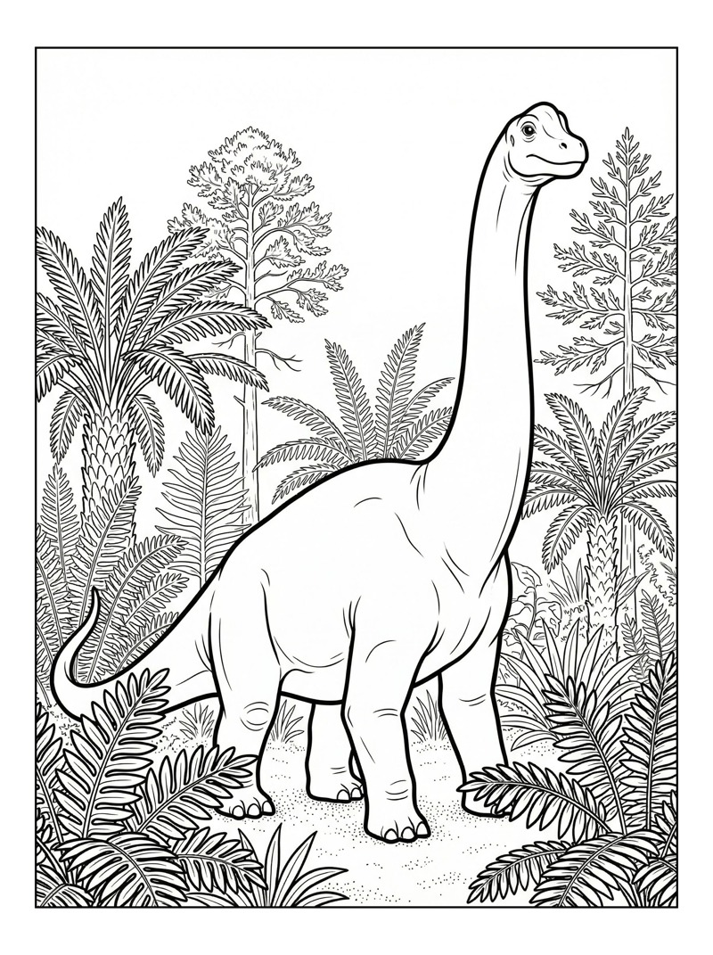 Juvenile Brachiosaurus Looking Jurassic Forest