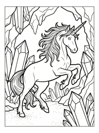 Unicorn Leaping In Crystal Cave