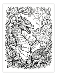 Wyvern Breathing Fire In Forest