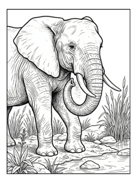 African Bush Elephant Stands By River