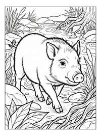 Miniature Pig Trotting By Riverbank