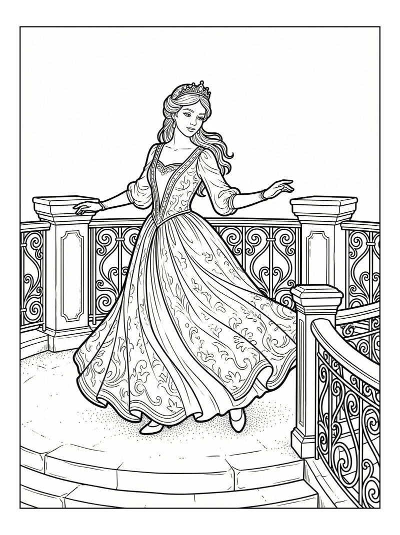 Royal Princess Twirling On Balcony