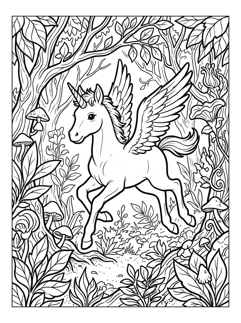 Unicorn Prancing In Enchanted Forest