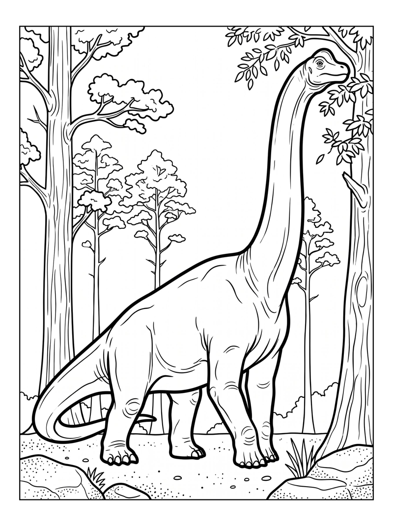 Brachiosaurus Eating Leaves In Forest