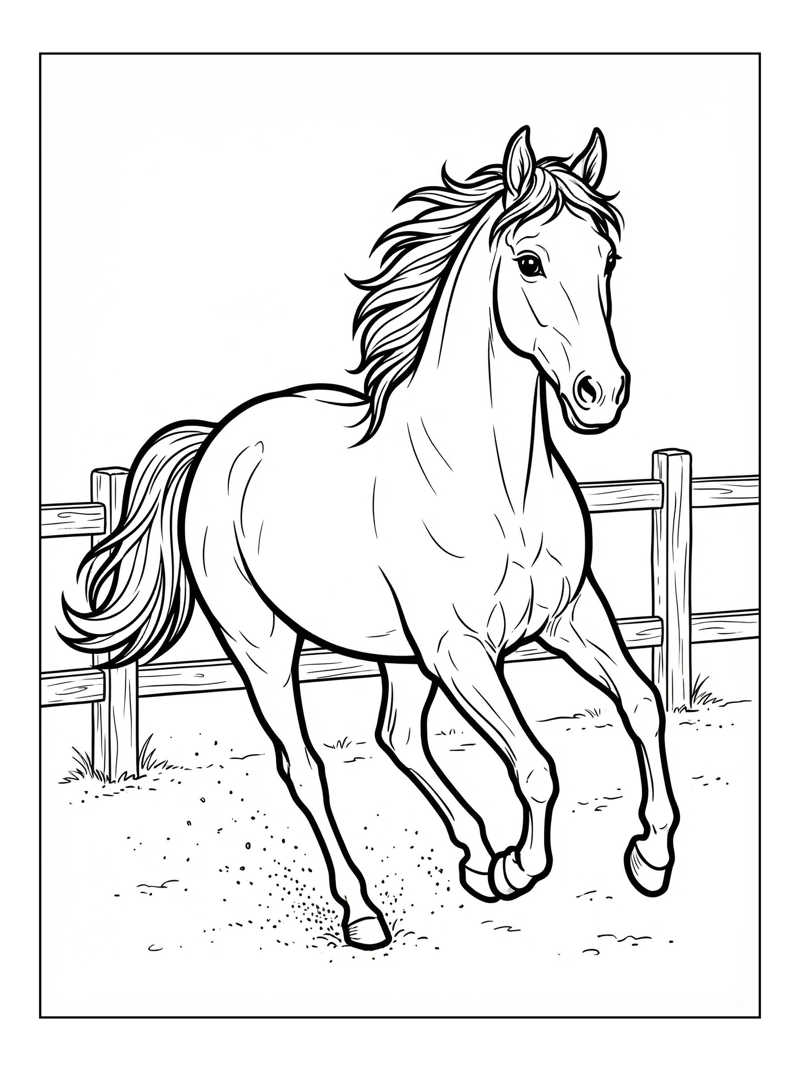 Wild Horse Cantering In Paddock