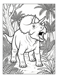 Triceratops Roaring In Cretaceous Forest