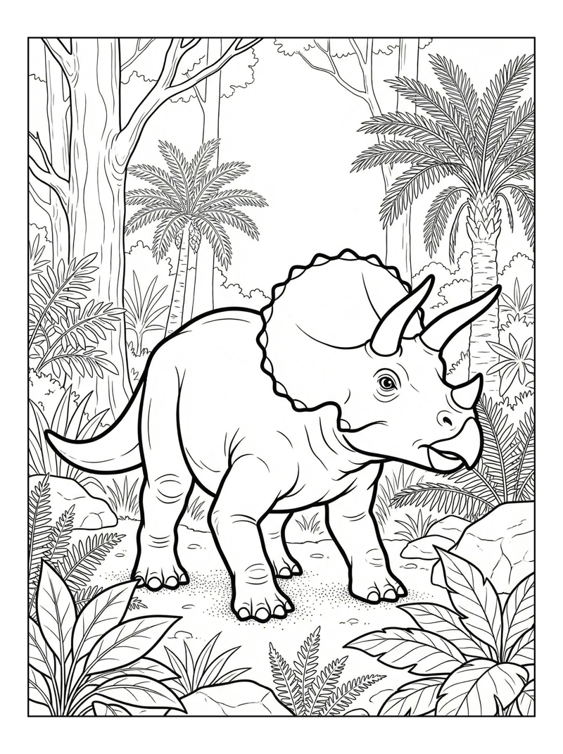 Hatchling Triceratops Running Forest