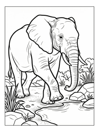 African Bush Elephant Stomping Watering Hole