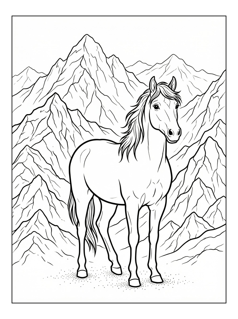 Mustang Standing In Mountains