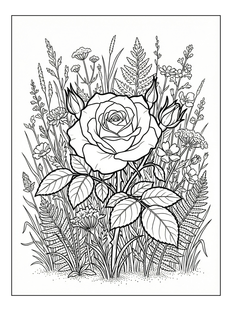 Rose Unfolding In Wild Meadow