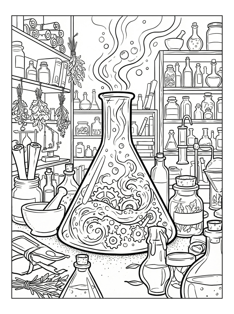 Potion Brewing In Wizard Laboratory