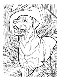 Rottweiler Barking In Woodland Trail