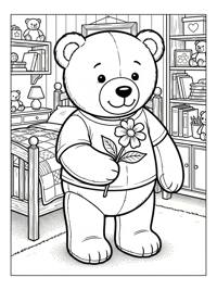 Teddy Bear Offering Flower In Bedroom