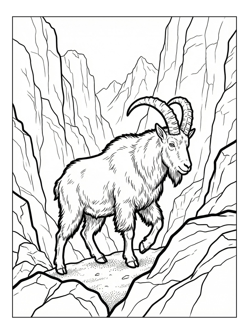 Ibex Walking Through Mountain Pass