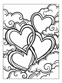 Interlocking Hearts Floating In Cloudscape