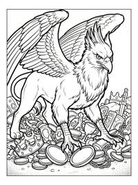 Crested Griffin Guards Treasure Chamber