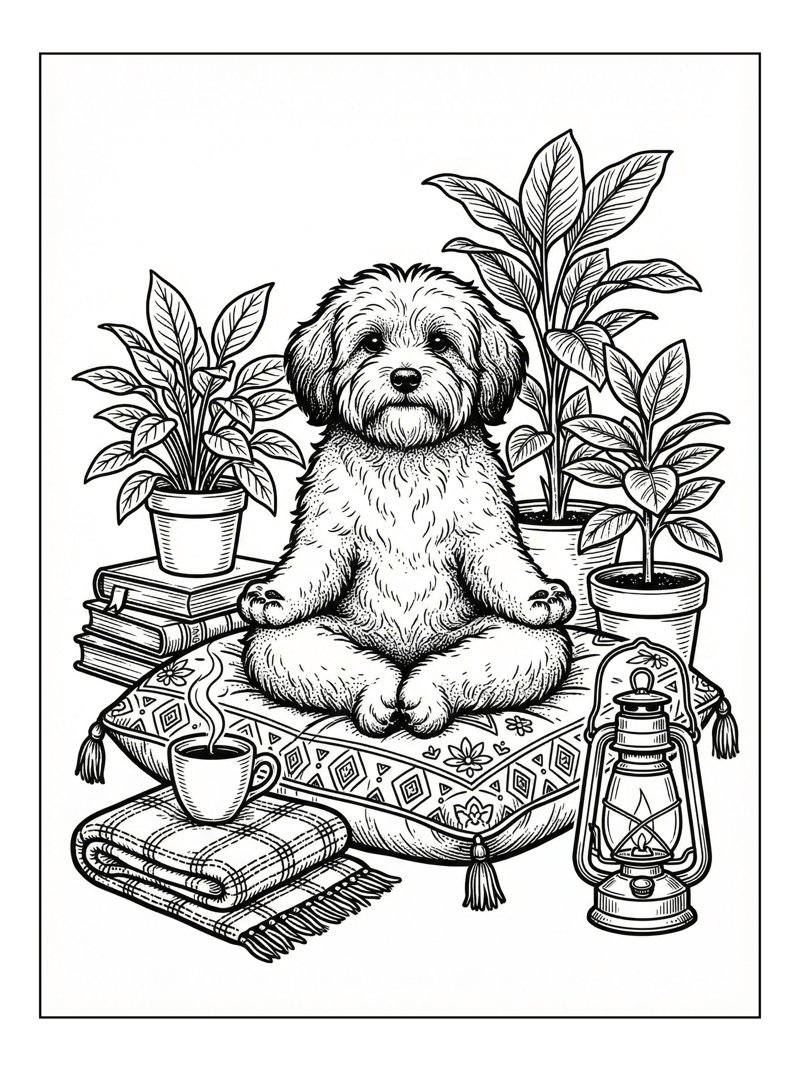 Havanese Dog Meditating With Plants Books