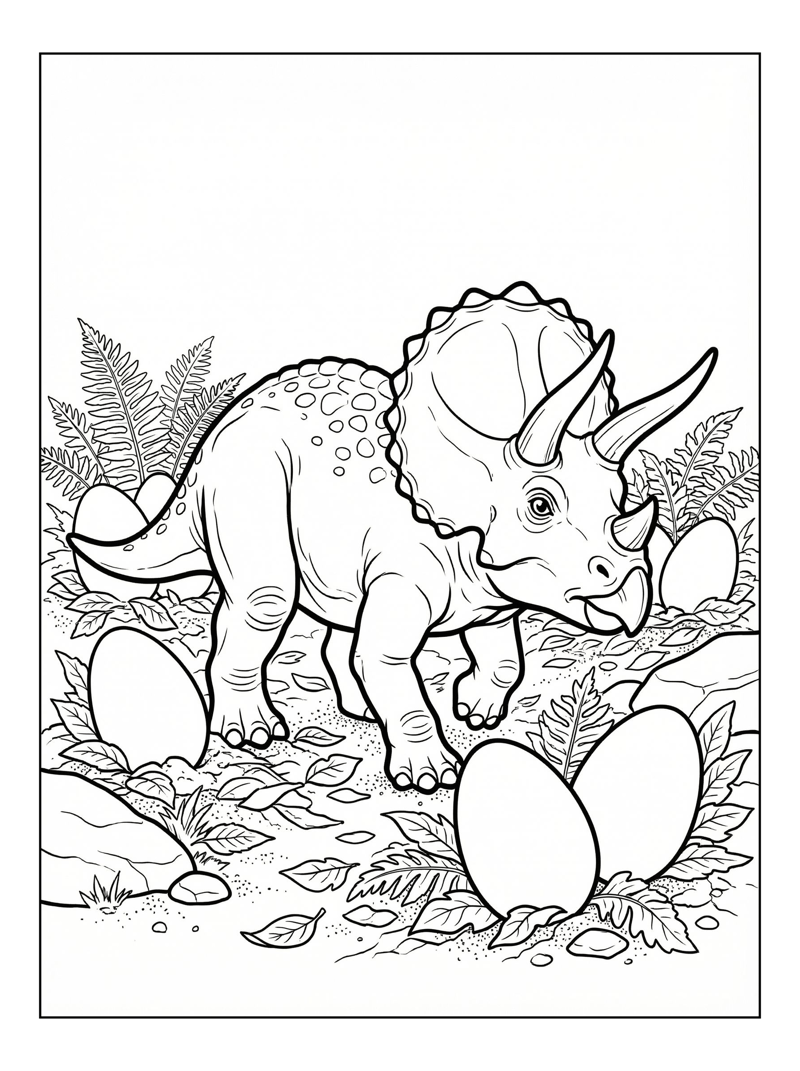 Baby Triceratops Walking Nesting Grounds