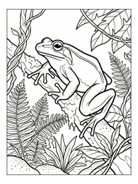 Wood Frog Balancing In Tropical Jungle