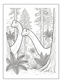 Brachiosaurus Pair Looking In Jurassic Forest