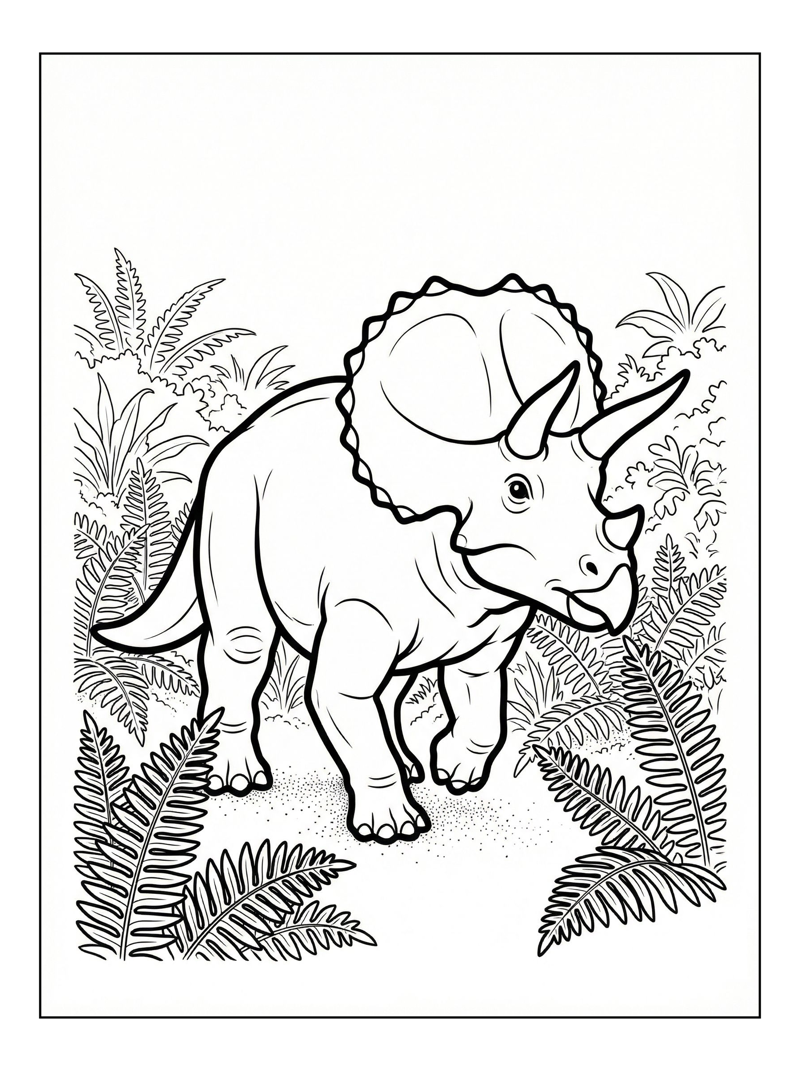 Hatchling Triceratops Walking In Ferns