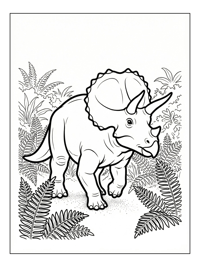 Hatchling Triceratops Walking In Ferns