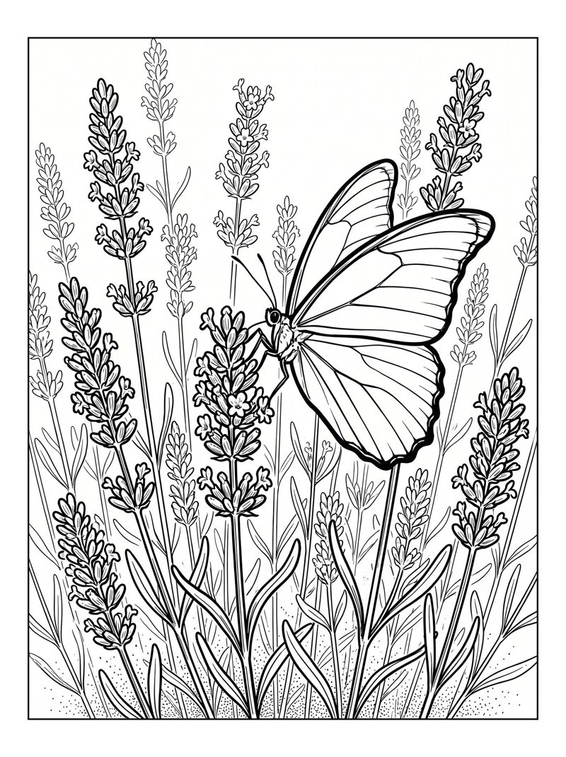 Blue Morpho Butterfly Pollinating Lavender