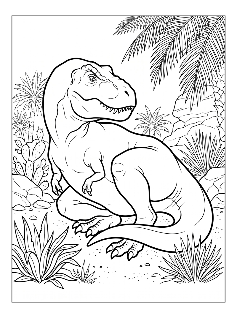Tyrannosaurus Resting In Desert Oasis
