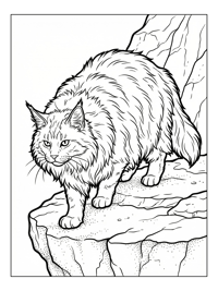 Maine Coon Cat Stalking On Stone Ledge