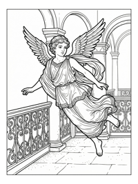 Roman Cupid Flying By Palace Balcony