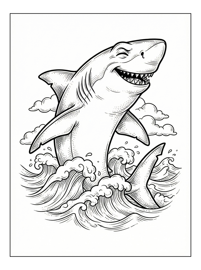 Mako Shark Winks Leaping Ocean Waves