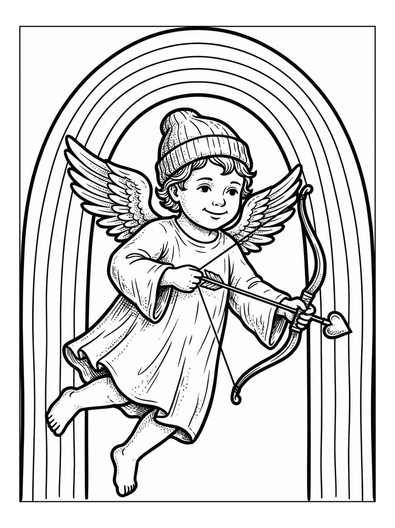 Cupid Beanie Heart Arrow Rainbow