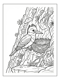 Kingfisher Nesting On Mountain Cliff