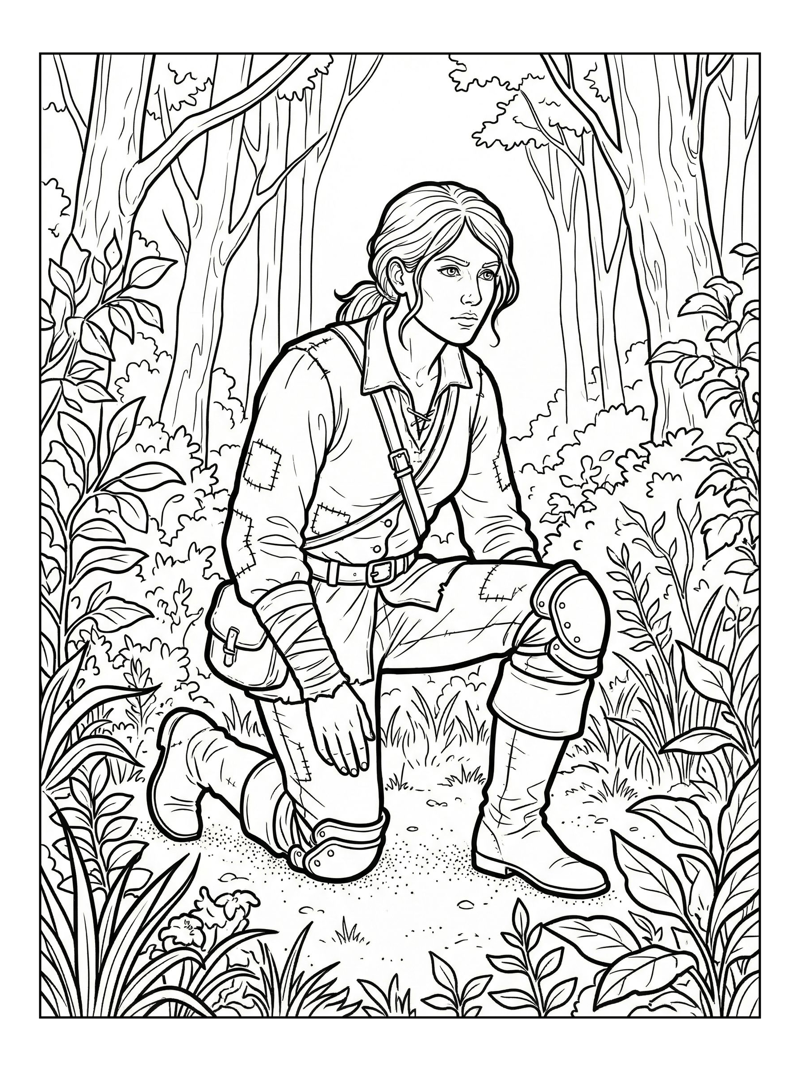 Resilient Sentinel Kneeling Forest Clearing