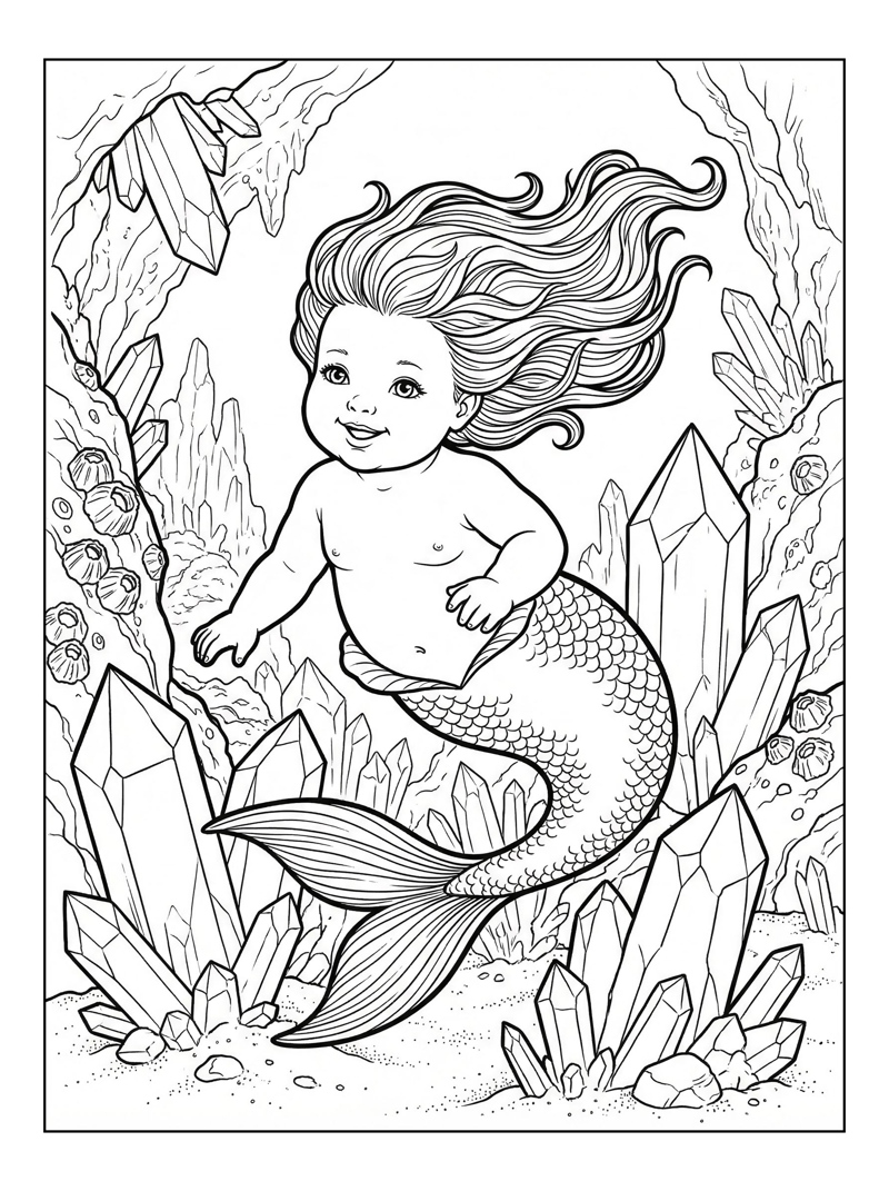 Baby Mermaid Floating Crystal Grotto