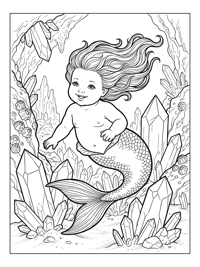 Baby Mermaid Floating Crystal Grotto
