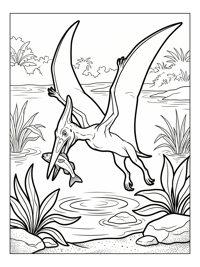 Crested Pterodactyl Fishing In Tropical Lagoon